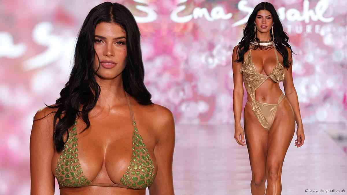 The Candyman's model daughter Lucciana Beynon, 22, leaves NOTHING to the imagination as she models racy bikinis at Miami Swim Week