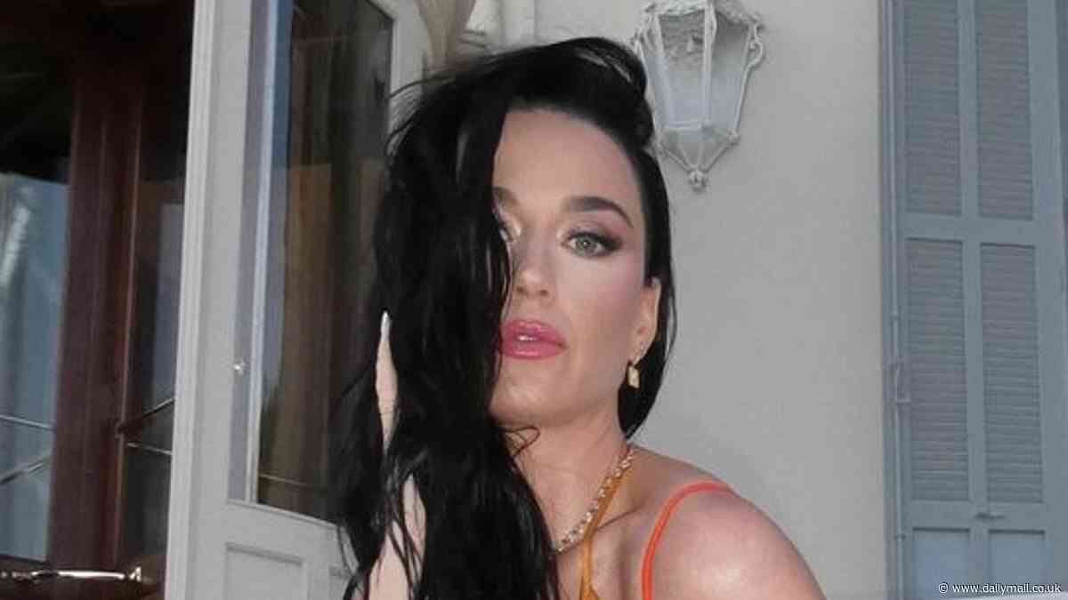 Katy Perry turns heads in bright orange bikini and stiletto heels in sultry hotel balcony snaps after performing at billionaire Anant Ambani's pre-wedding bash in Cannes