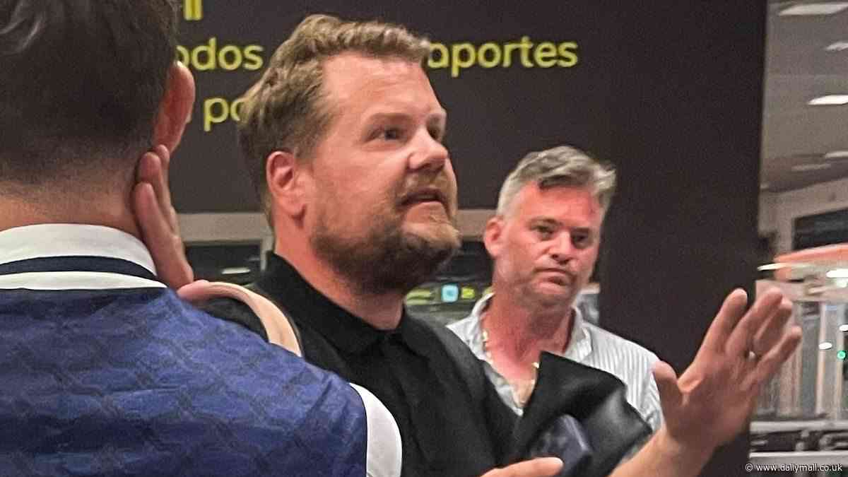 Passengers on James Corden's BA flight that was forced into an emergency landing in Lisbon reveal reasons behind star's airport confrontation - and tell how he posed for selfies after they feared plane was going to crash