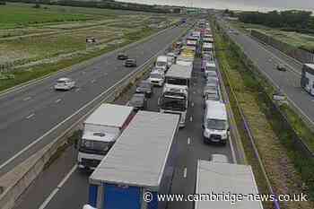 Long delays reported on A14 Eastbound in Cambridgeshire due to crash