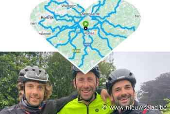 Drie vrienden maken fietstocht van 600 kilometer in vorm van... bloemetje: “Duizenden euro’s voor goede doel”