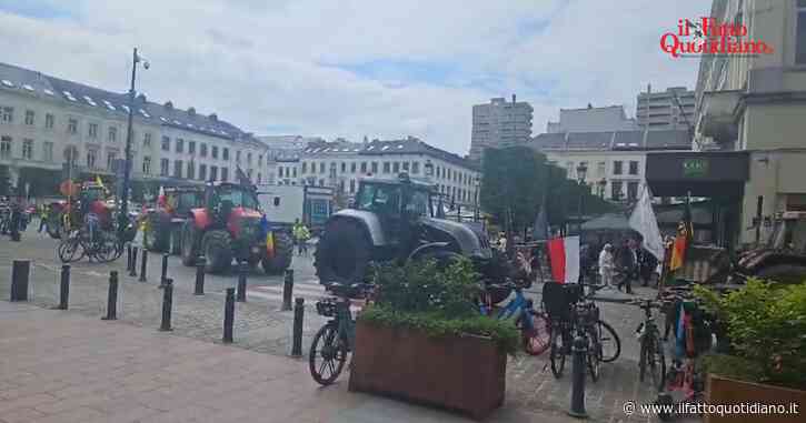 Gli agricoltori protestano a Bruxelles alla vigilia delle europee: i trattori suonano il clacson davanti al parlamento Ue – Video