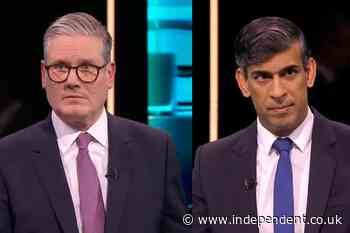 General election TV debate - live: Sunak and Starmer clash over NHS waiting times and doctors’ strikes
