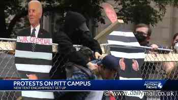 Dramatic moment Pennsylvania Senate Republican hopeful's volunteer is grabbed by the neck by 'pro-Hamas' protestor on Pitt's campus in 'disgusting anti-Semitic' event