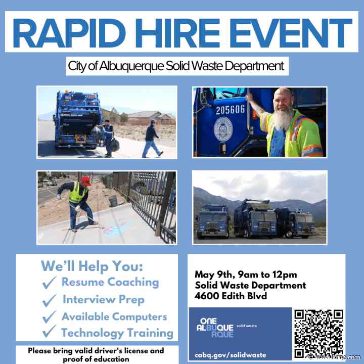 Albuquerque's solid waste department holding hiring events this summer