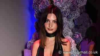 Emily Ratajkowski slips into a daring plunging dress as she joins a glamorous Poppy Delevingne and Lady Mary Charteris at charity gala