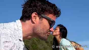 Nicole Scherzinger shares a cute kiss with fiancé Thom Evans as they recreate viral challenge in a fun beachside clip