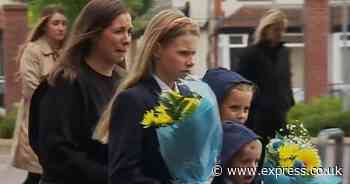 Rob Burrow's wife and children lay flowers at Headingley in teary tribute to icon