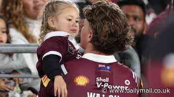 Reece Walsh shares a heartwarming moment with his daughter despite being KO'd in one of the worst Origin hits ever