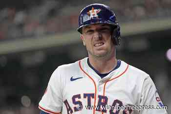 Astros third baseman Bregman scratched with sore hand a day after being hit by pitch