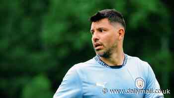 Sergio Aguero returns to play for Manchester City three years after leaving... and immediately squares up to opponent