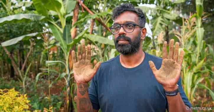 Romesh Ranganathan holds his nerve after picking up cow poo with bare hands