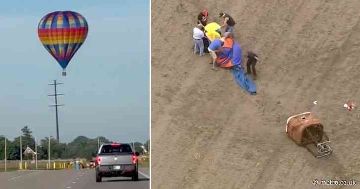 Three hot air balloon riders burned in power lines crash