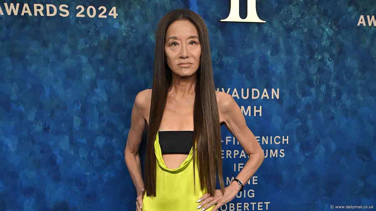 Vera Wang, 74, wows in a daring lime green gown with a plunging neckline at the 2024 Fragrance Foundation Awards after fans said the designer is 'aging in reverse'