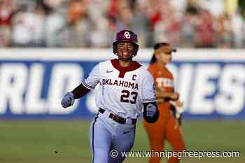 Jennings’ HR helps Oklahoma beat Texas 8-3 and move a win away from 4th straight Women’s CWS title