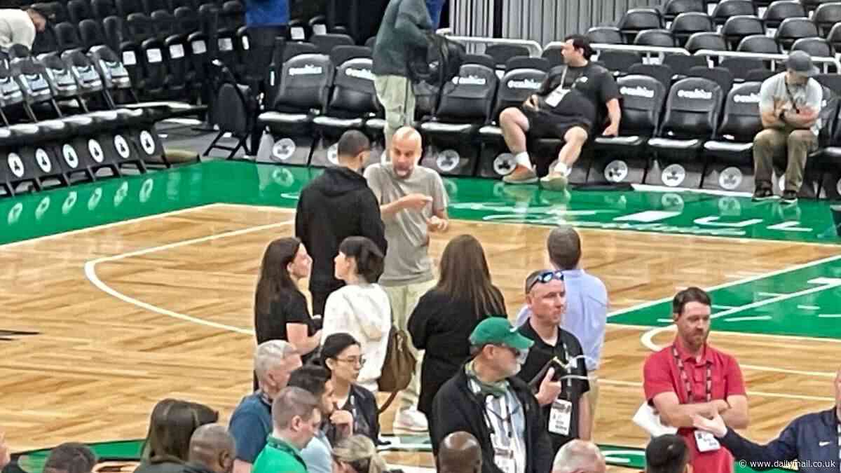 Time for a Pep-talk! Guardiola snapped coaching Boston Celtics boss Joe Mazzulla ahead of NBA Finals - after basketball boss opens up on 'studying Man City manager's tactics'