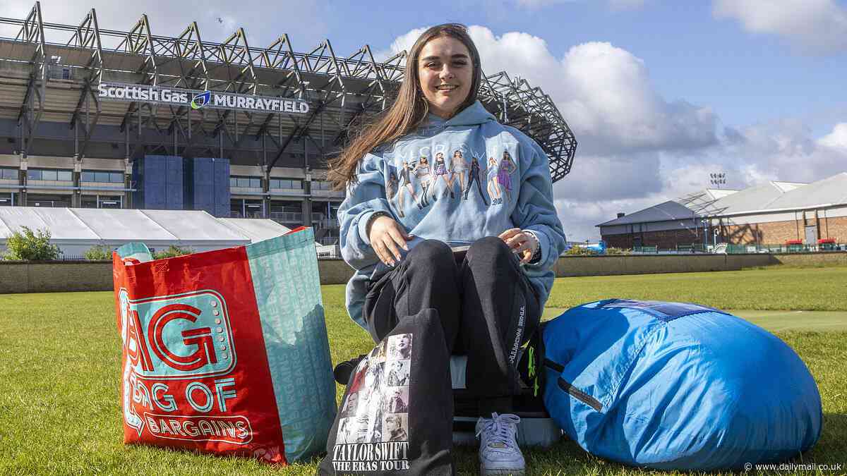 Taylor Swift fan starts queuing 48 hours before star arrives in Edinburgh to start sell-out UK leg of her record-breaking Eras tour as tickets change hands for nearly £5,000 a time