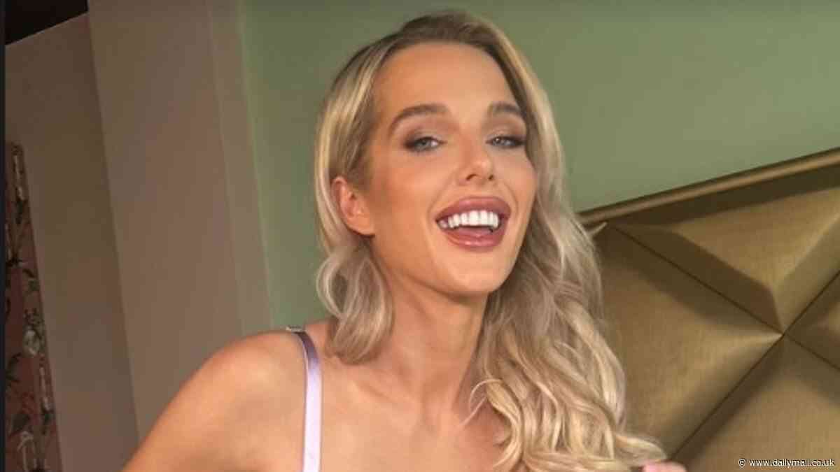 Helen Flanagan looks sensational as she dons a lacy lilac lingerie set for a racy Instagram snap - after opening up about her post-period mental health struggles