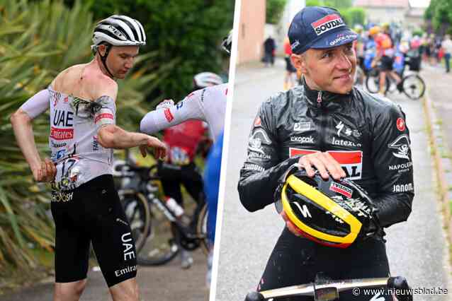 “Bloed aan schouder, helm heeft mij echt gered”: Remco Evenepoel komt met de schrik vrij na massale valpartij in Dauphiné, renners likken hun wonden