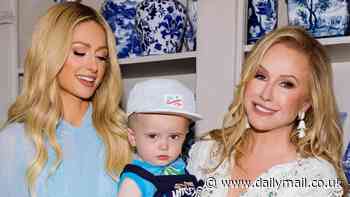 Paris Hilton, 43, represents three generations as she poses with her son Phoenix, 1, and mother Kathy Hilton, 65, at the Ruggable launch event