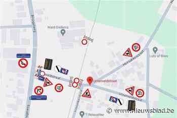 Werken aan kruispunt fietssnelweg F74-Urnenveldstraat in Overpelt