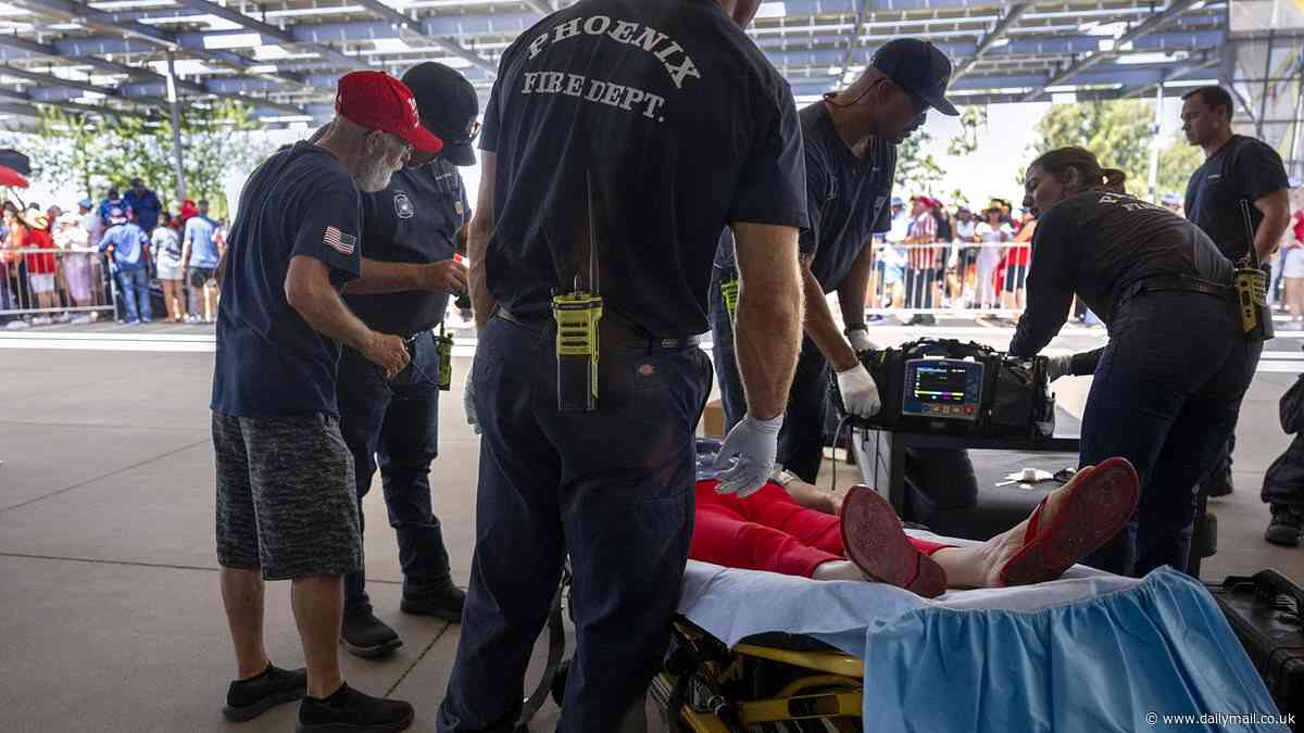 Chaos at Trump rally in Arizona as 11 MAGA fans are taken to hospital for heat exhaustion as temperatures surge to 110 degrees