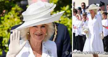 Queen Camilla is a vision in white as she joins King Charles for D-Day event in Normandy