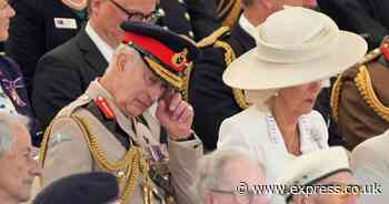 Emotional King Charles wipes away a tear as he and Camilla listen to D-Day memories