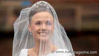 Olivia Henson is spellbinding in backless wedding dress and flyaway veil at Duke of Westminster wedding