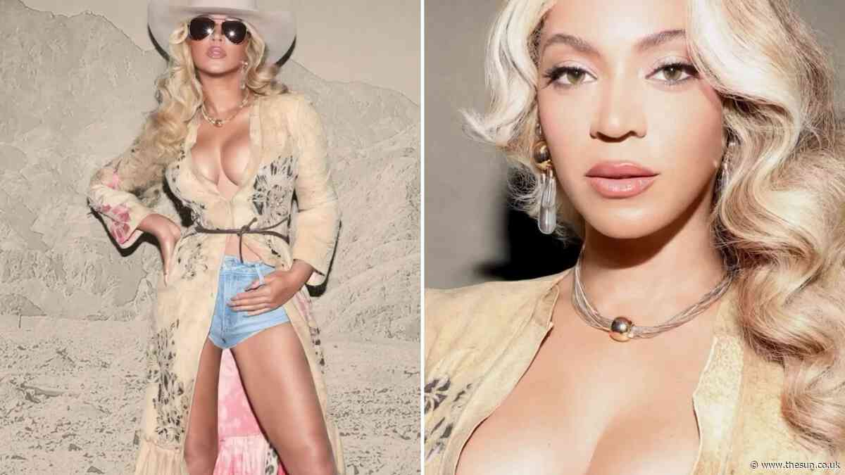 Beyoncé stuns as she goes braless in plunging jacket and tiny denim hot pants