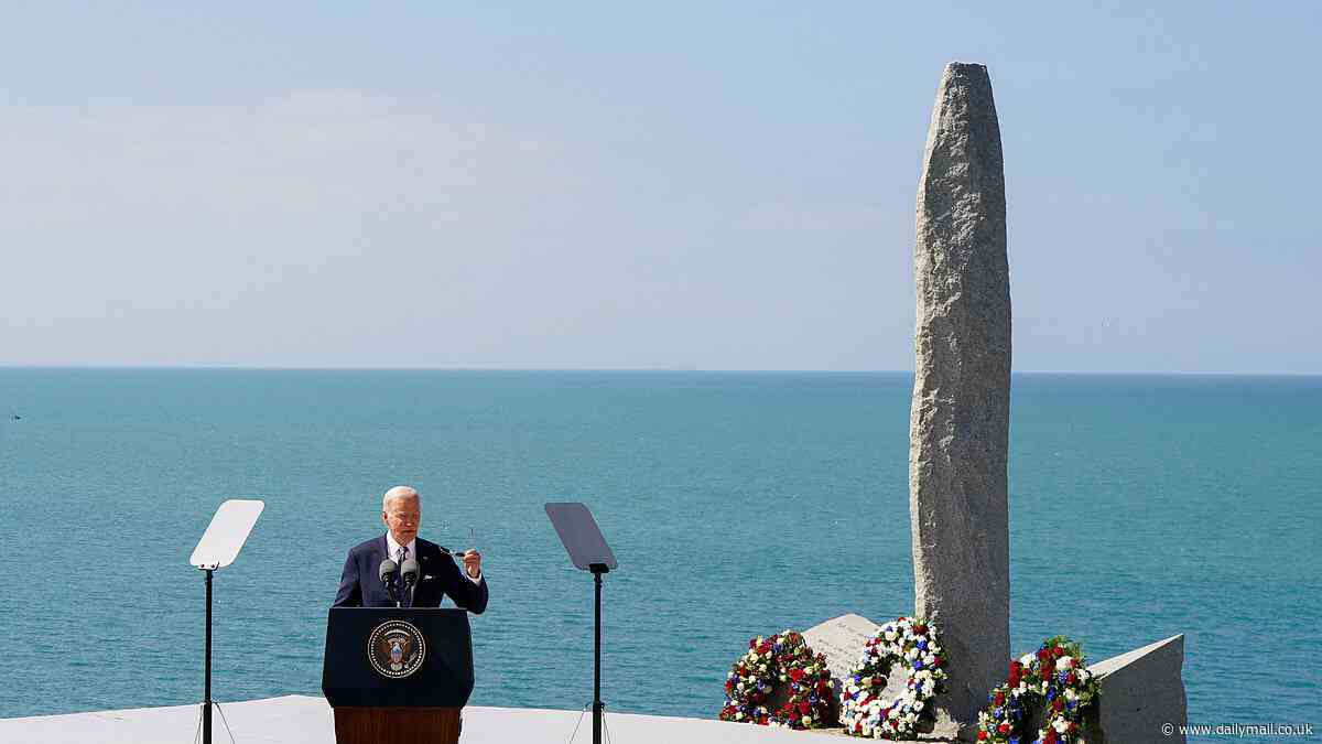 Biden says heroes killed on D-Day and troops who fought the Nazis would want America to stand up to Putin in speech on cliff where Rangers died liberating Europe