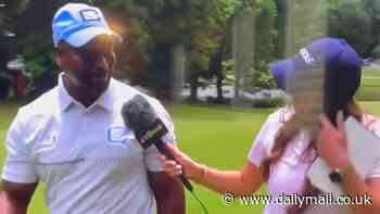 Awkward moment TV reporter thinks she's interviewing former NFL star... only for him to tell her he's not!