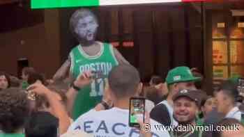 Kyrie Irving blow-up doll is STOMPED ON by angry Celtics fans before NBA Finals Game 1 as Mavericks star struggles on his Boston return
