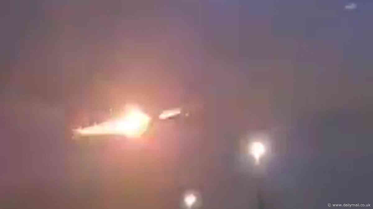 Terrifying moment Air Canada Boeing plane bursts into flames seconds after taking off