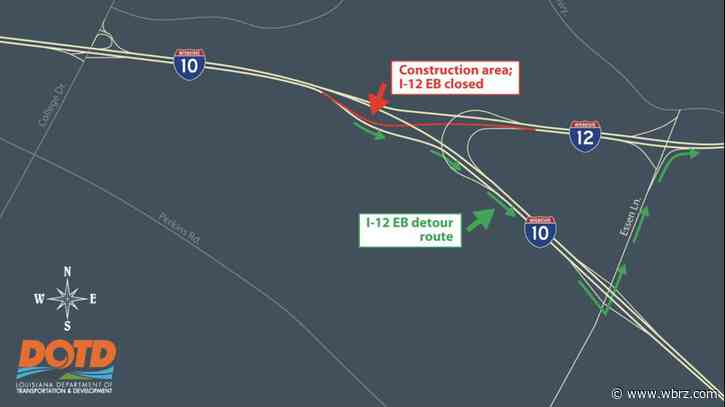 Once again, I-12 eastbound to be closed Friday night at split from I-10