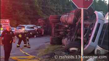 Suffolk Tractor-trailer crash on Route 58 closed eastbound lanes early Friday