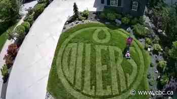 Oilers fan living in B.C. shows team love by mowing logo into his lawn