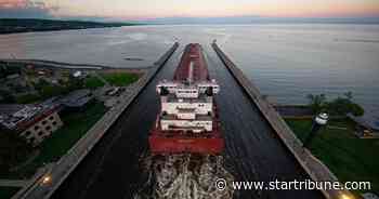 Freighter ship taking on water after underwater collision on Lake Superior