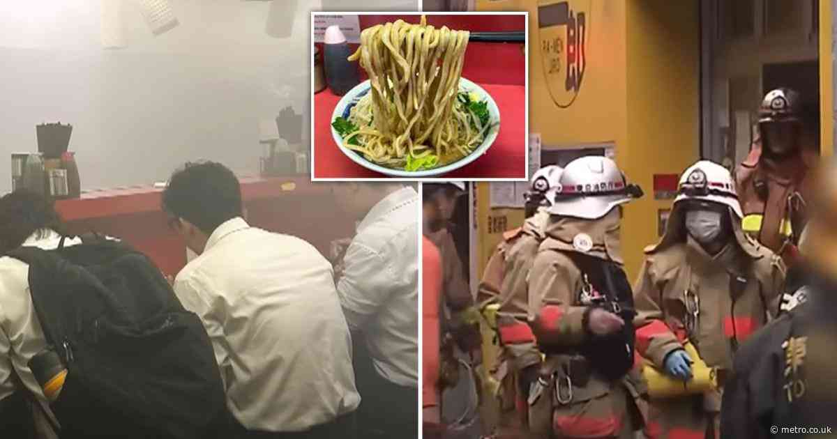 Not even a fire could stop these 15 hungry punters from finishing their ramen