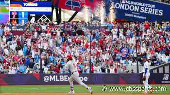 Bryce Harper breaks out soccer celebration in London after Phillies star hits equalizing homer vs. Mets