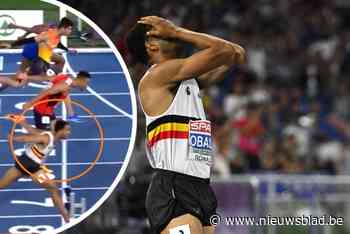 VIDEO. Hij greep zich naar de haren: Michael Obasuyi grijpt net naast EK-medaille na gemiste start in finale 110 meter horden