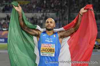 Olympic 100-meter champ Marcell Jacobs defends his European title but still can’t crack 10 seconds