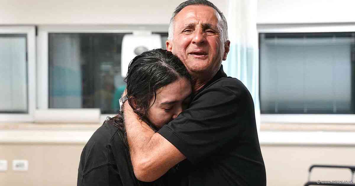 Israeli hostage embraces father for first time in three months after being rescued