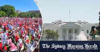 Tens of thousands of pro-Palestine protesters gather at the White House