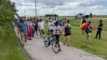 'We're not going away': rural Manitoba Pride march participants ask community for acceptance