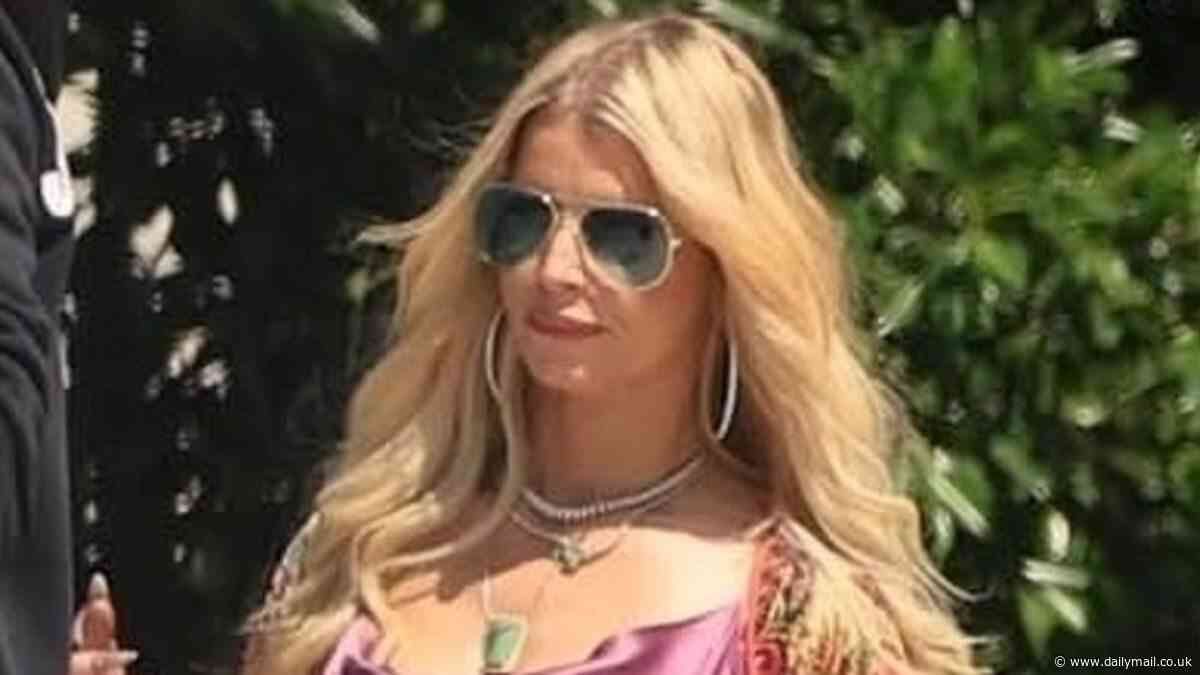 Jessica Simpson, 43, struts her stuff in sexy pink dress and snakeskin boots as she joins family at daughter Birdie's kindergarten graduation in LA
