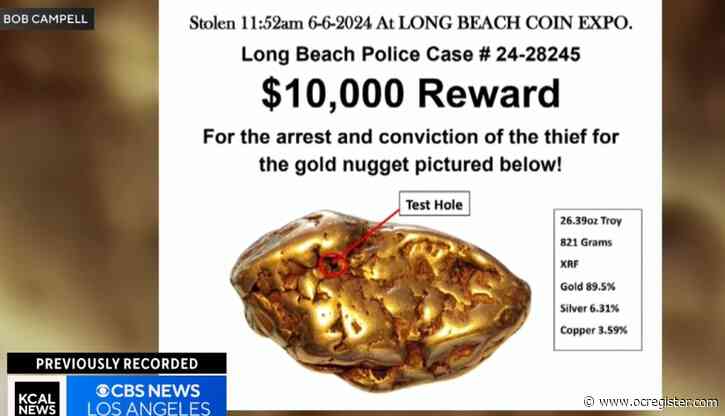 Rare Gold Rush-era nugget stolen at Long Beach show; $10,000 reward posted