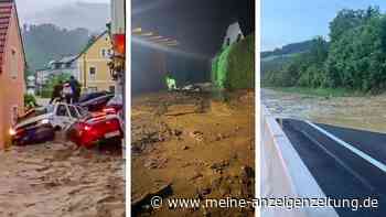 Orte komplett überflutet, Schlammlawine trifft Autobahn – Bilder zeigen Unwetter-Verwüstung in Österreich