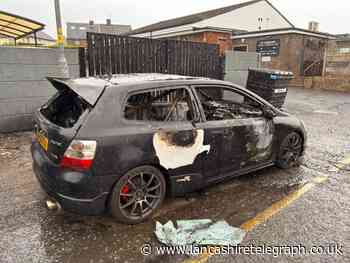 Burnley: Car parked outside garage destroyed by fire