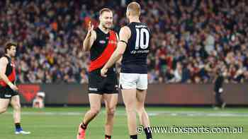 McKay bros finally clash, Blues strike early in biggest Bombers clash in years: LIVE AFL